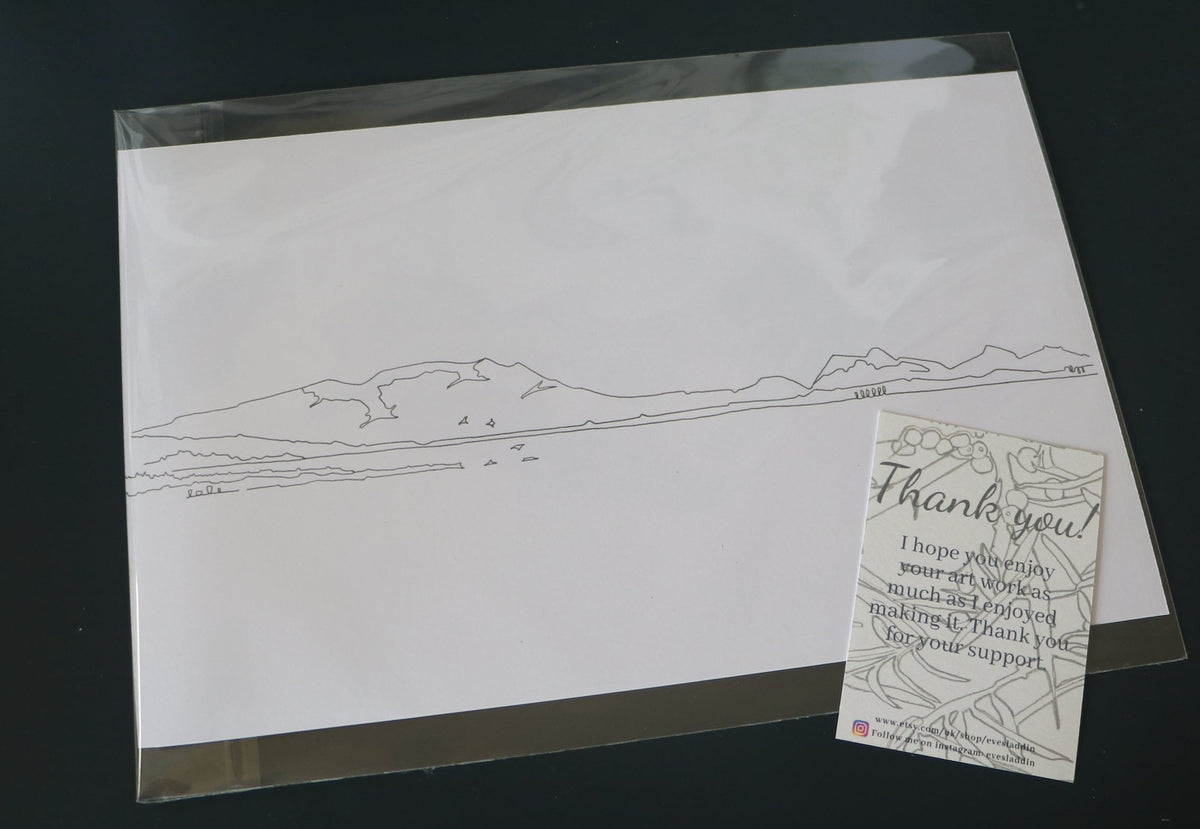 The Pentlands from Longniddry Bents - Line Drawing