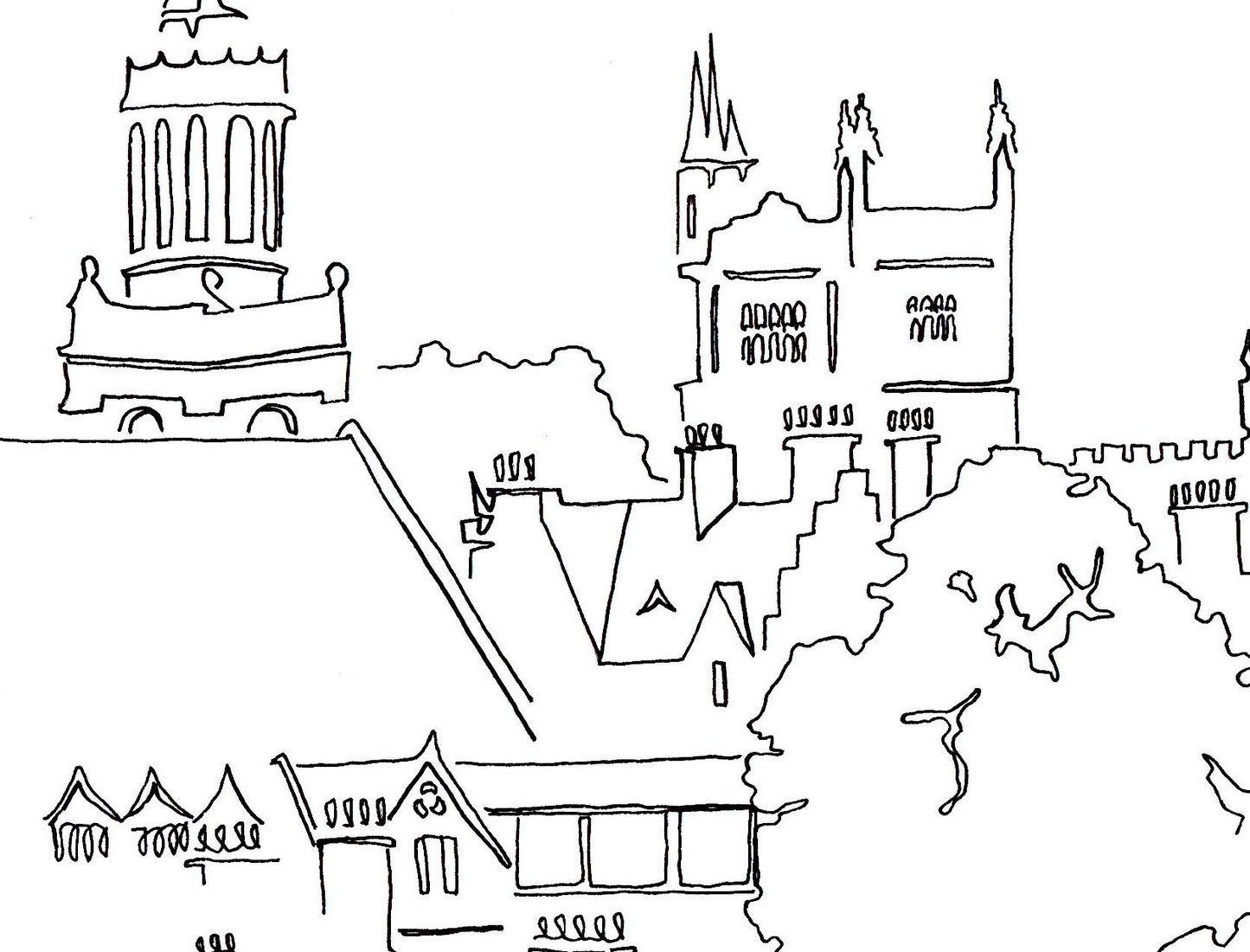 The Spires of Oxford - A4 Line Drawing