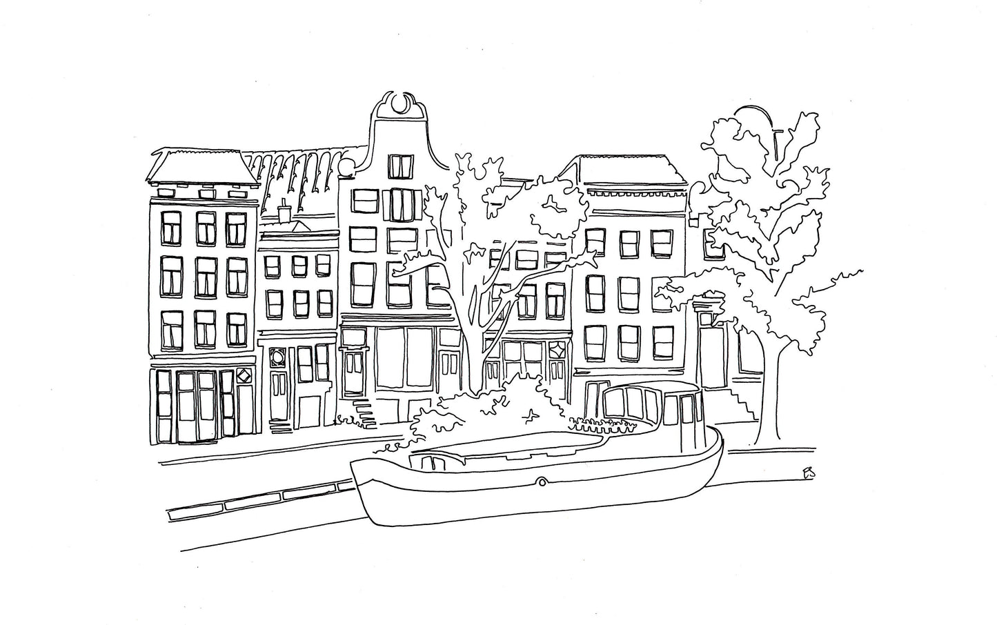 Prinsengracht, Amsterdam - Line Drawing