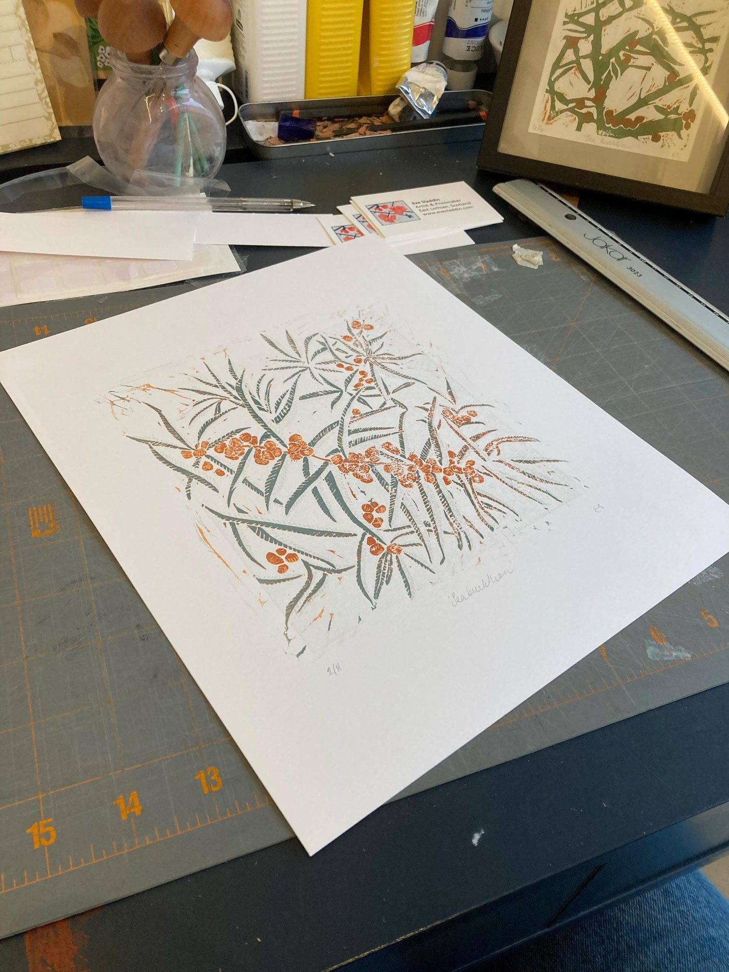 Seabuckthorn - Linocut Print