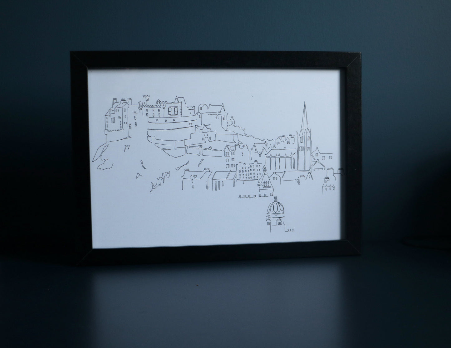 Edinburgh Castle & Old Town - A4 Line Drawing