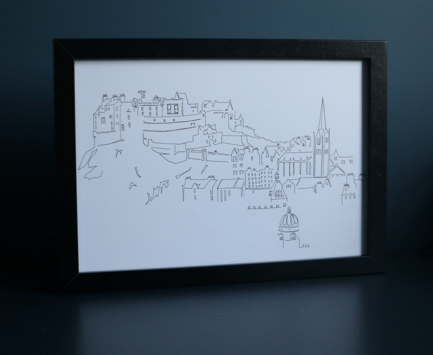 Edinburgh Castle & Old Town - A4 Line Drawing