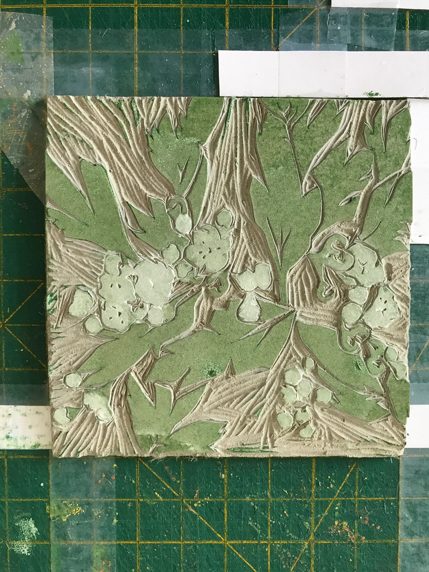 Hawthorn Blossom (Large) - Linocut Print