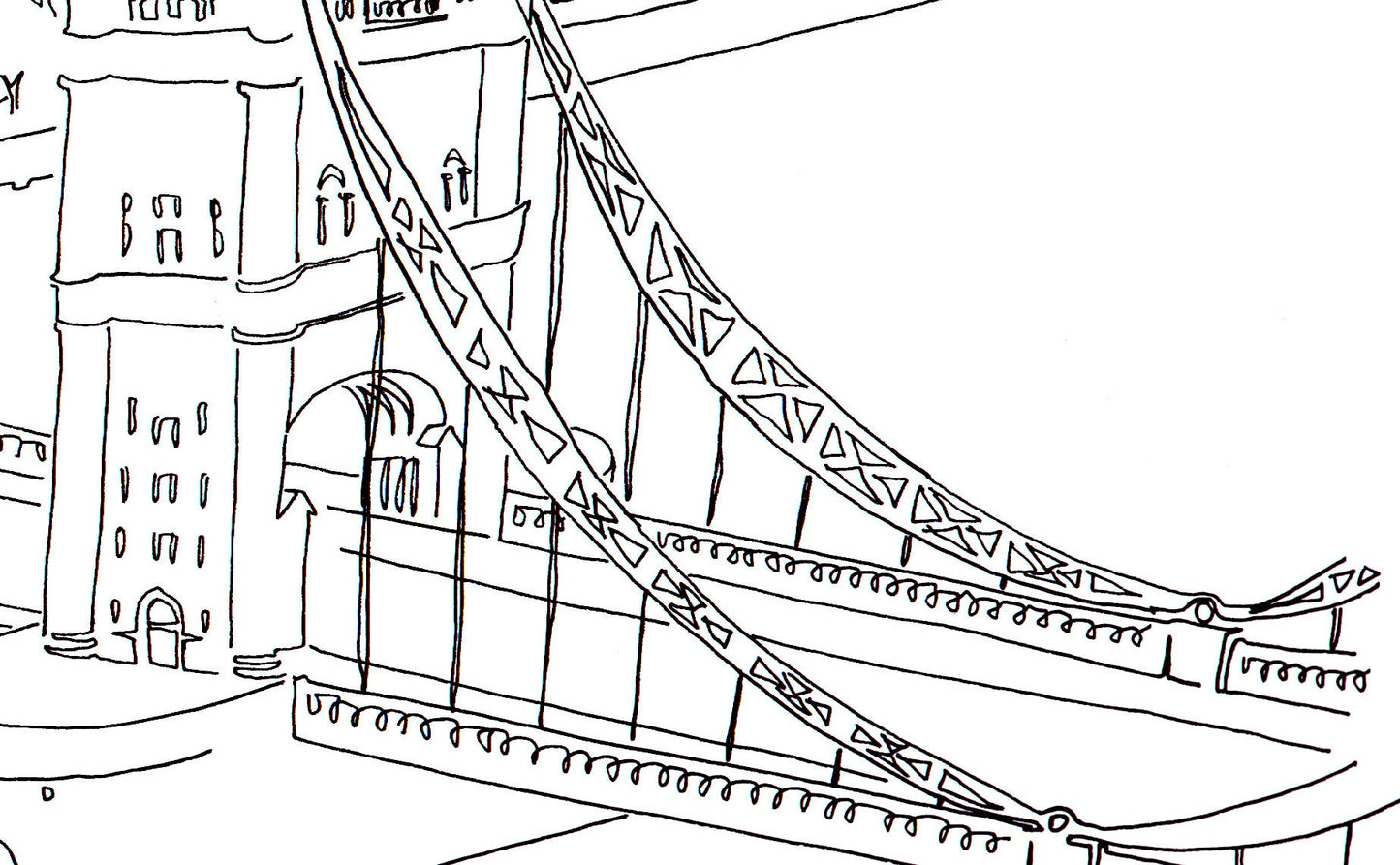 Tower Bridge, London - A4 Line Drawing