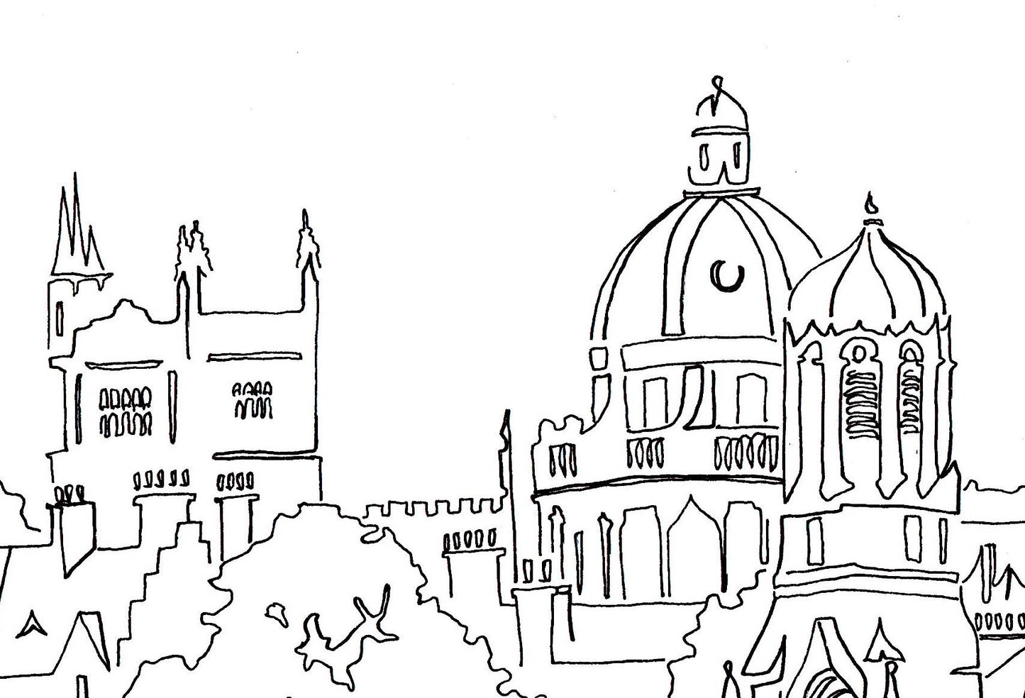 The Spires of Oxford - A4 Line Drawing