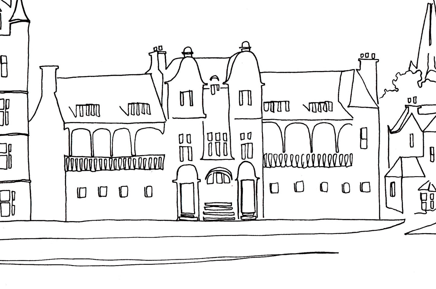 Portobello Beach - A4 Line Drawing
