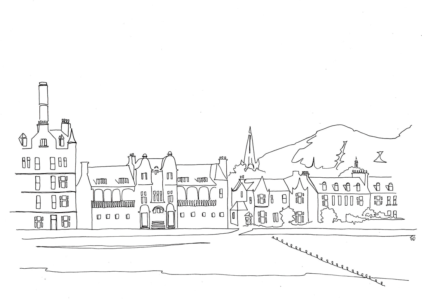 Portobello Beach - A4 Line Drawing