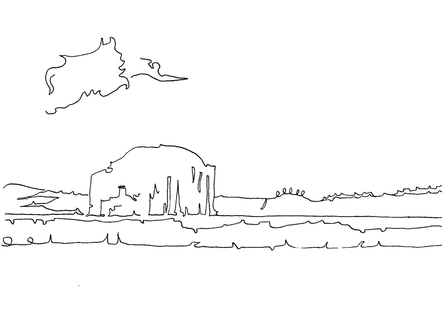 The Bass Rock & The Isle of May [Line Drawing]
