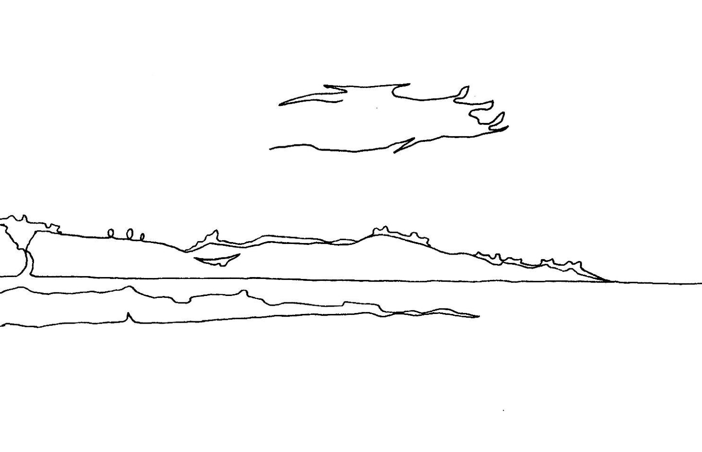 The Bass Rock & The Isle of May [Line Drawing]