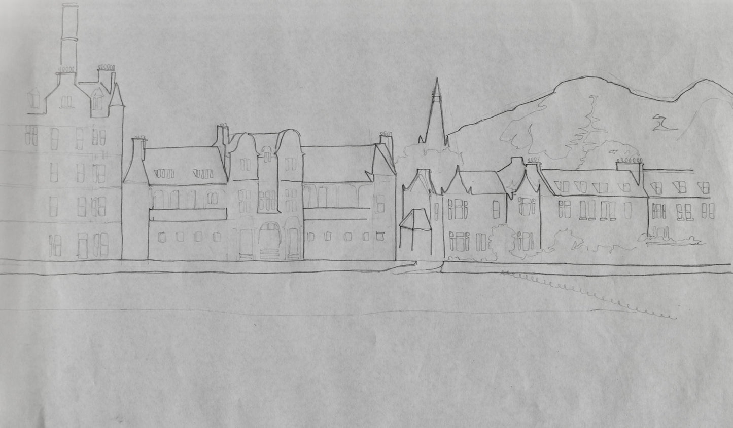 Portobello Beach - A4 Line Drawing