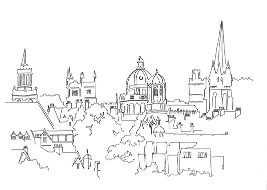 The Spires of Oxford - A4 Line Drawing