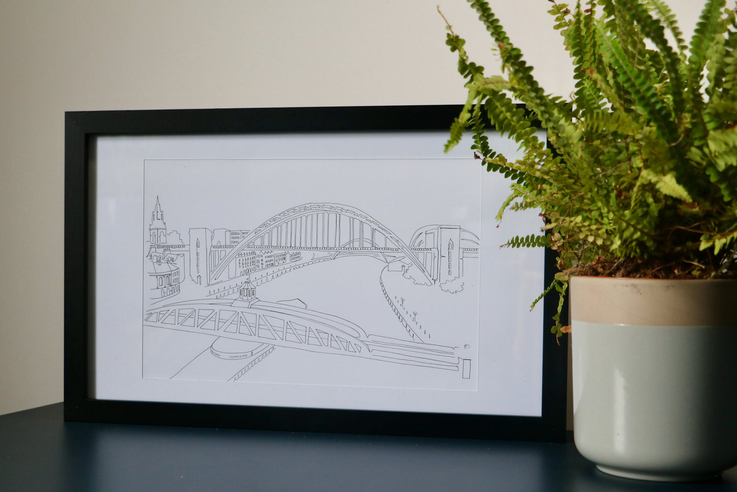 Newcastle & Gateshead - A4 Line Drawing
