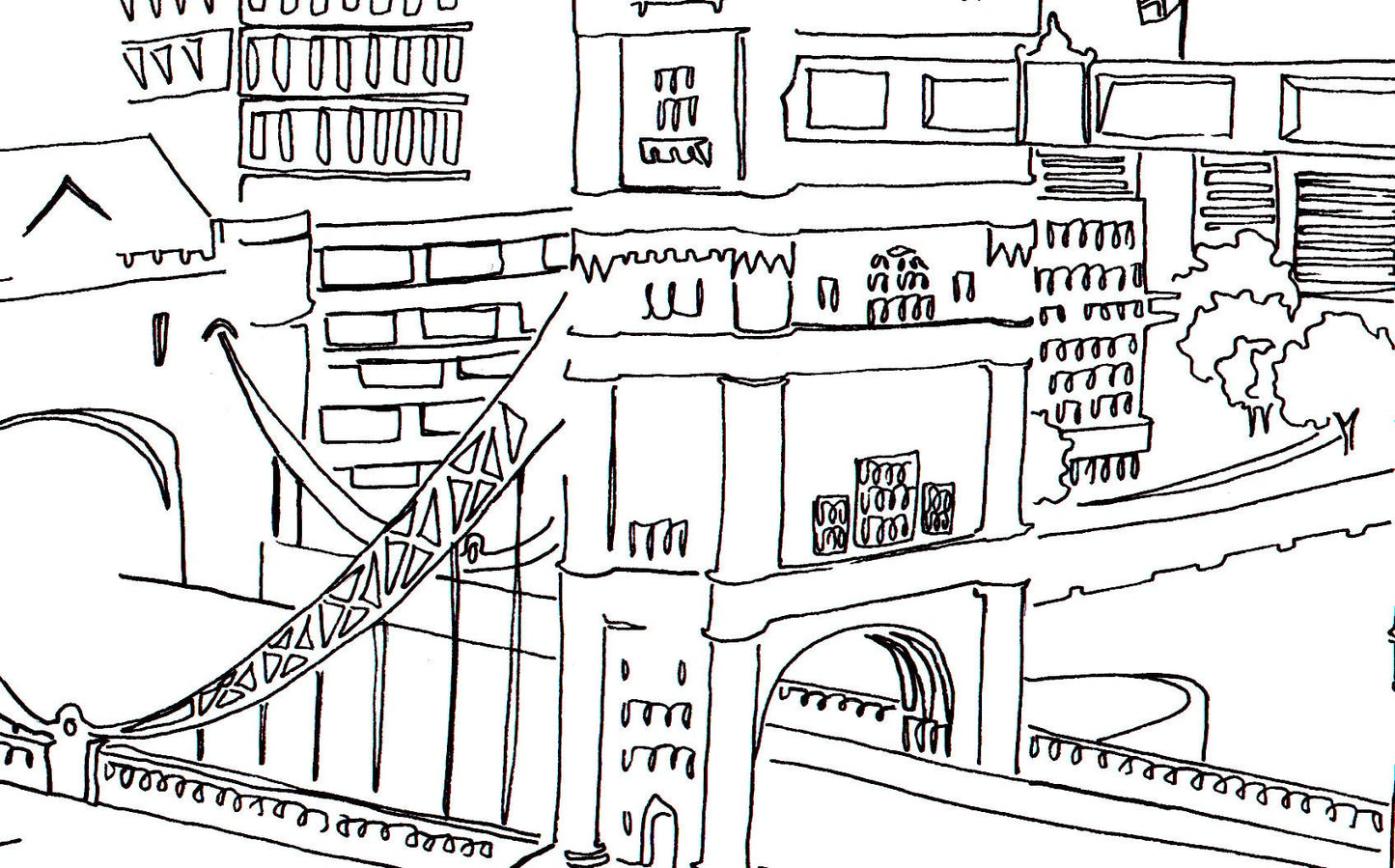 Tower Bridge, London - A4 Line Drawing