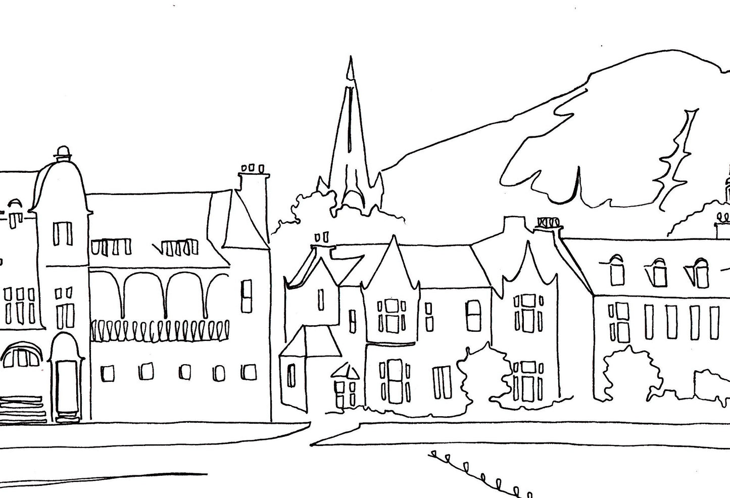 Portobello Beach - A4 Line Drawing