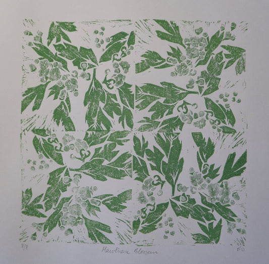 Hawthorn Blossom (Large) - Linocut Print
