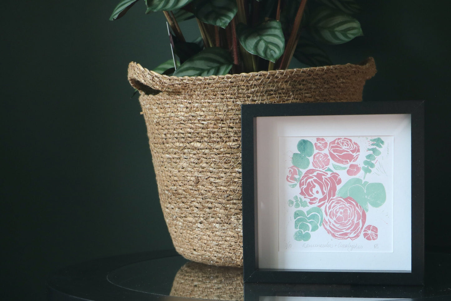 Ranunculus & Eucalyptus [Linocut]