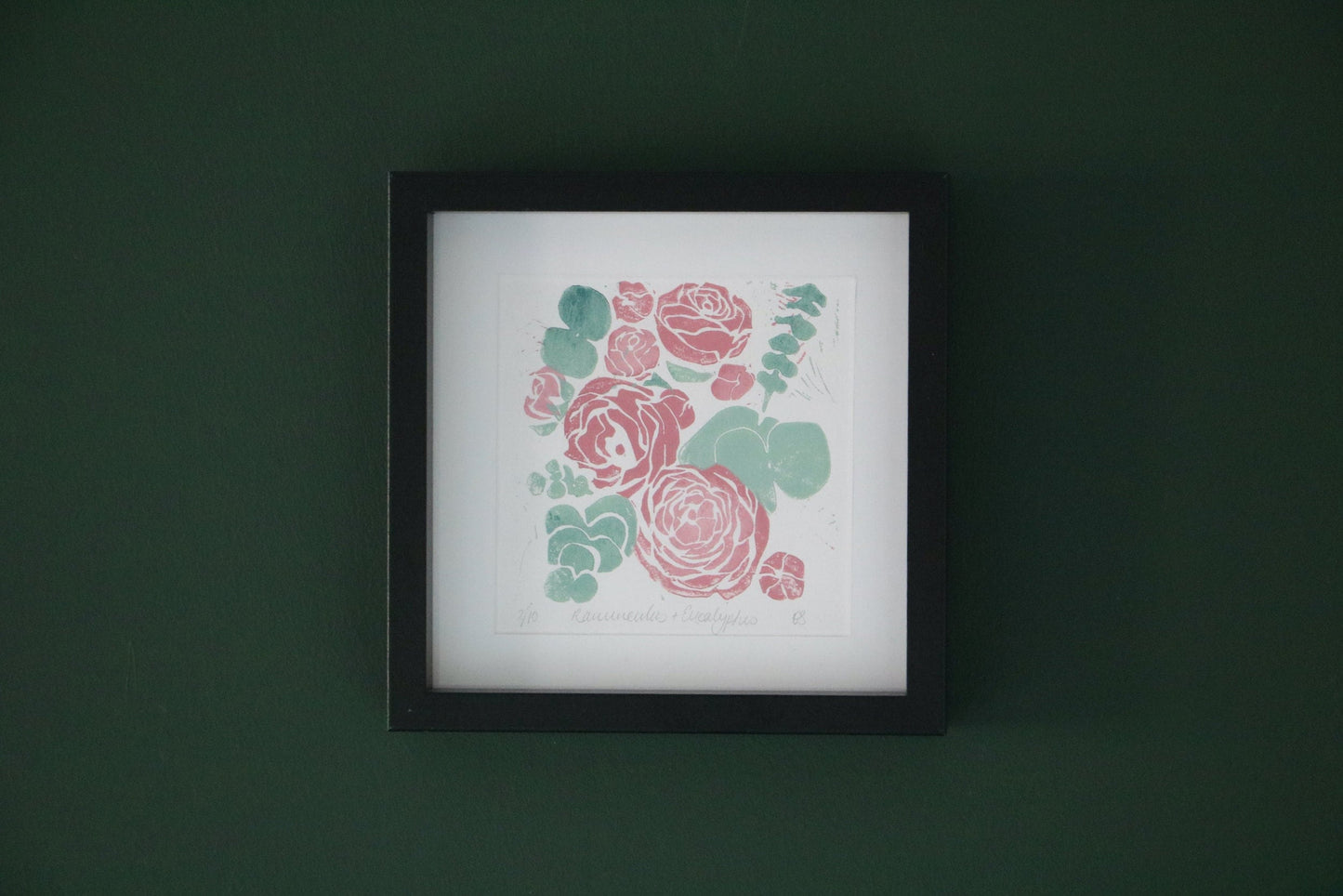 Ranunculus & Eucalyptus [Linocut]