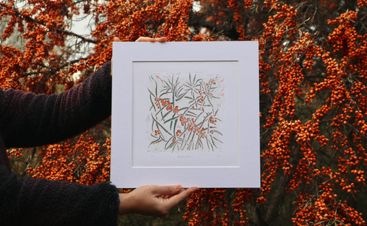 Seabuckthorn - Linocut Print
