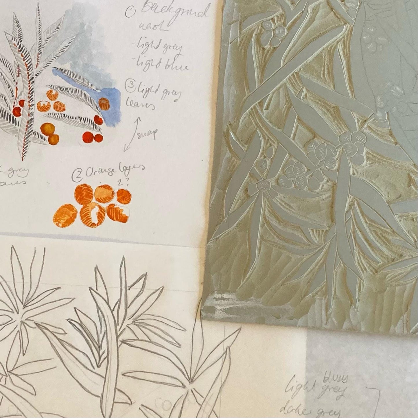 Seabuckthorn - Linocut Print