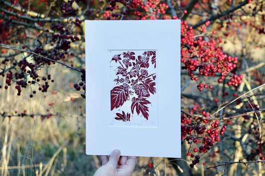 Autumn Bouquet - Linocut Print