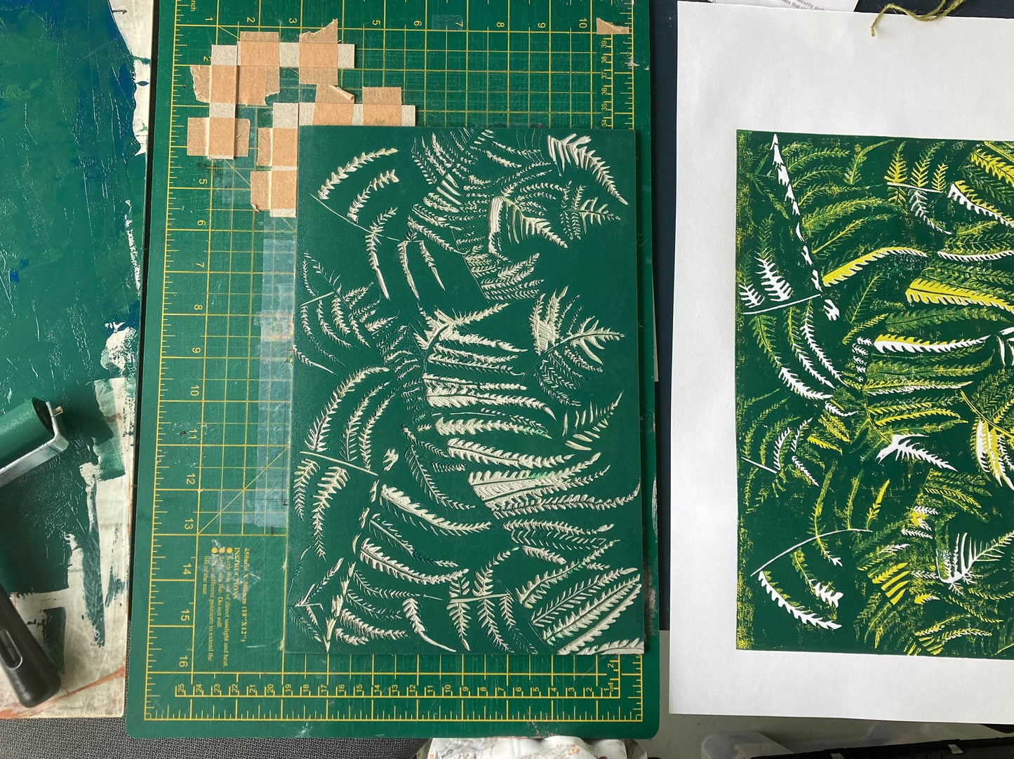 Ferns - Linocut Print
