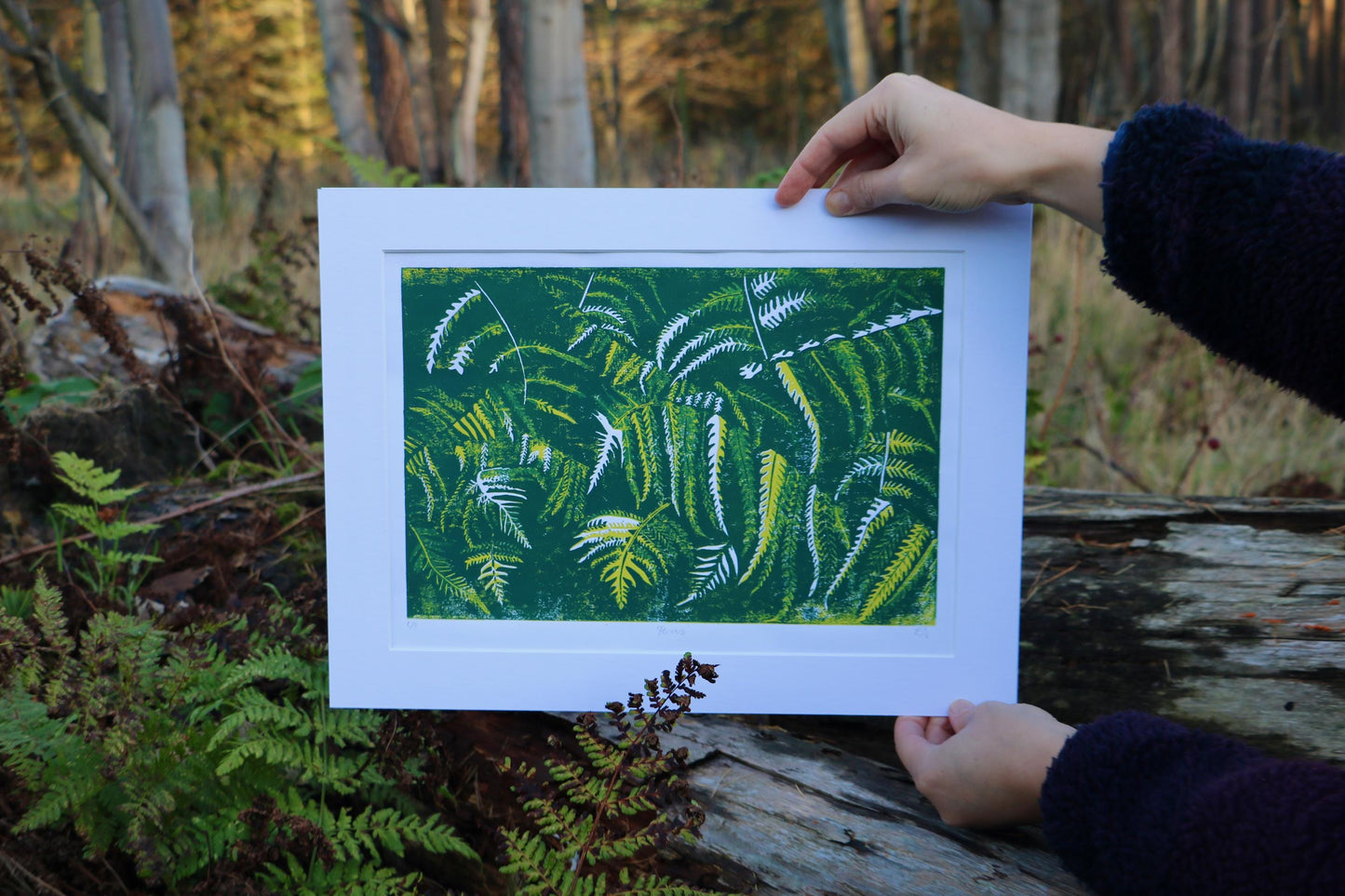 Ferns - Linocut Print