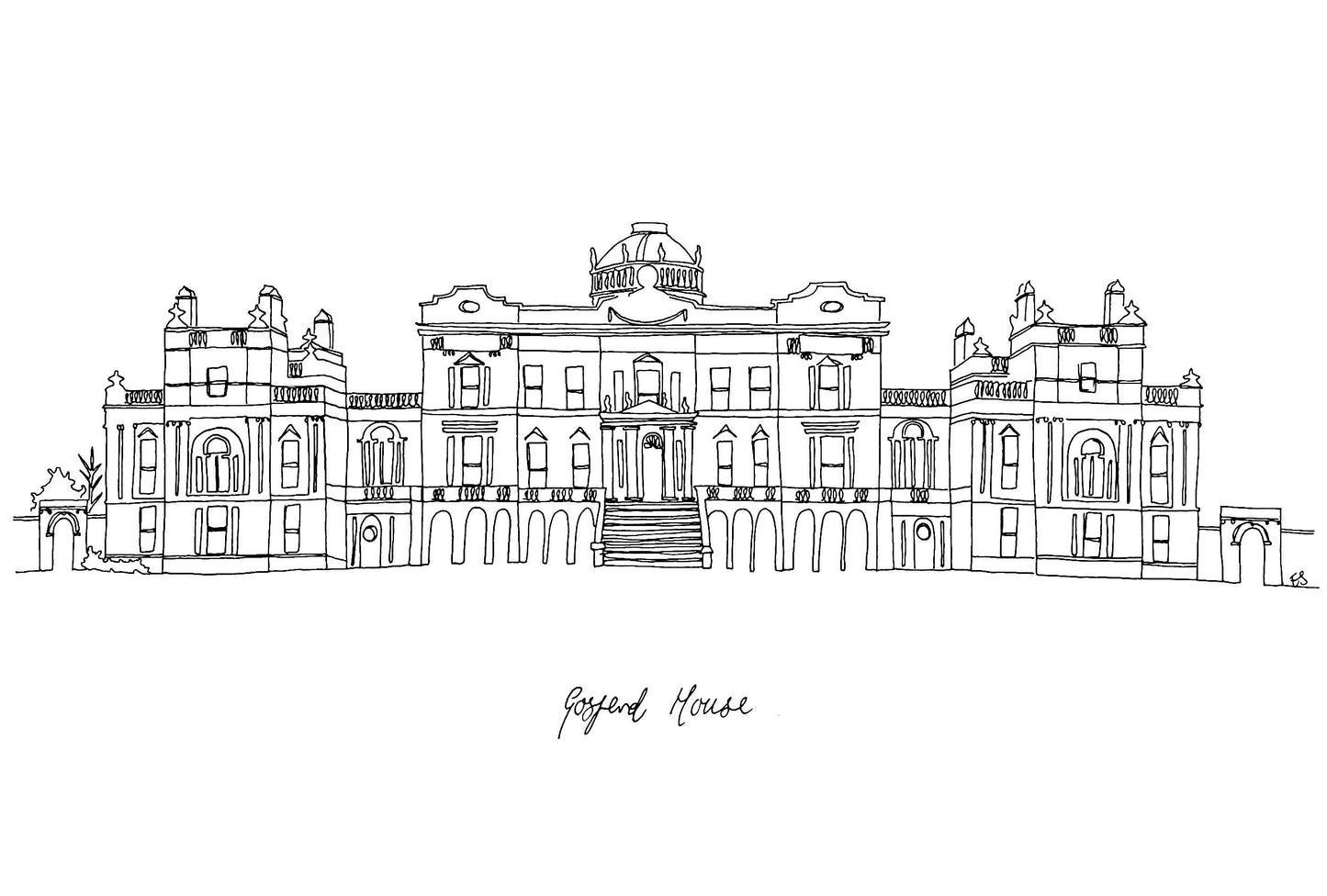 Gosford House - A4 Line Drawing