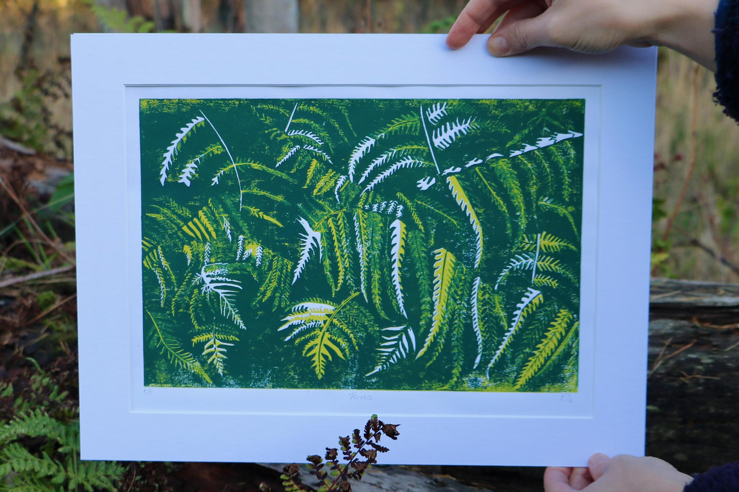 Ferns - Linocut Print