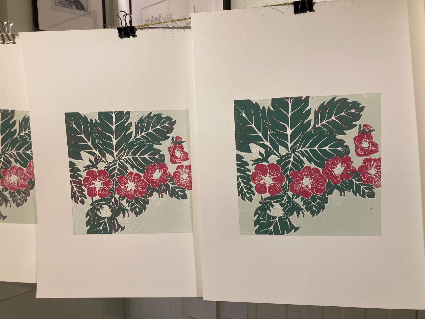 Strawberries - Linocut Print