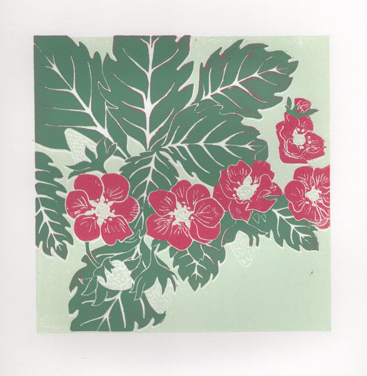 Strawberries - Linocut Print