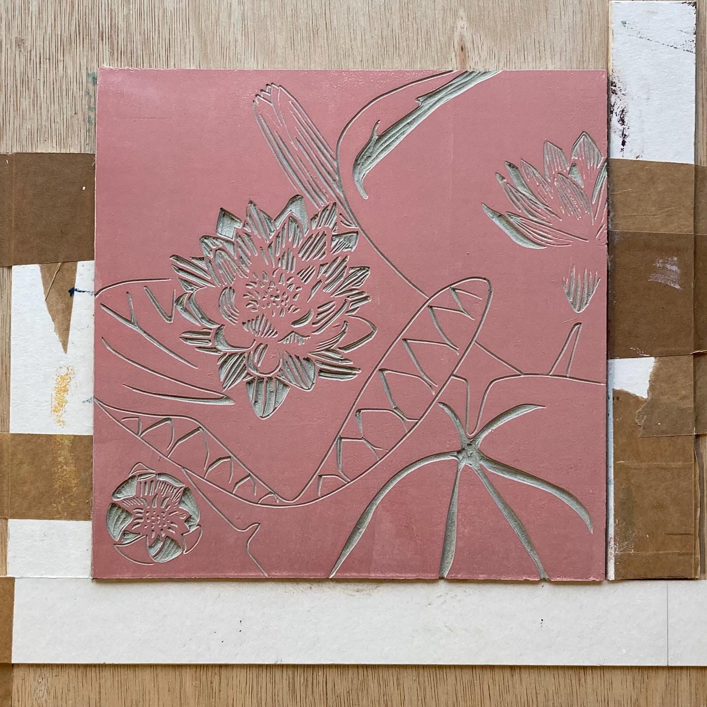 Waterlilies - Linocut Print
